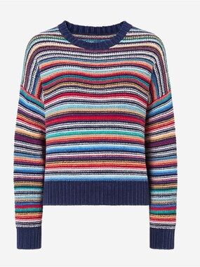 Forever 21 Navy Multicolor Striped Crewneck Sweater